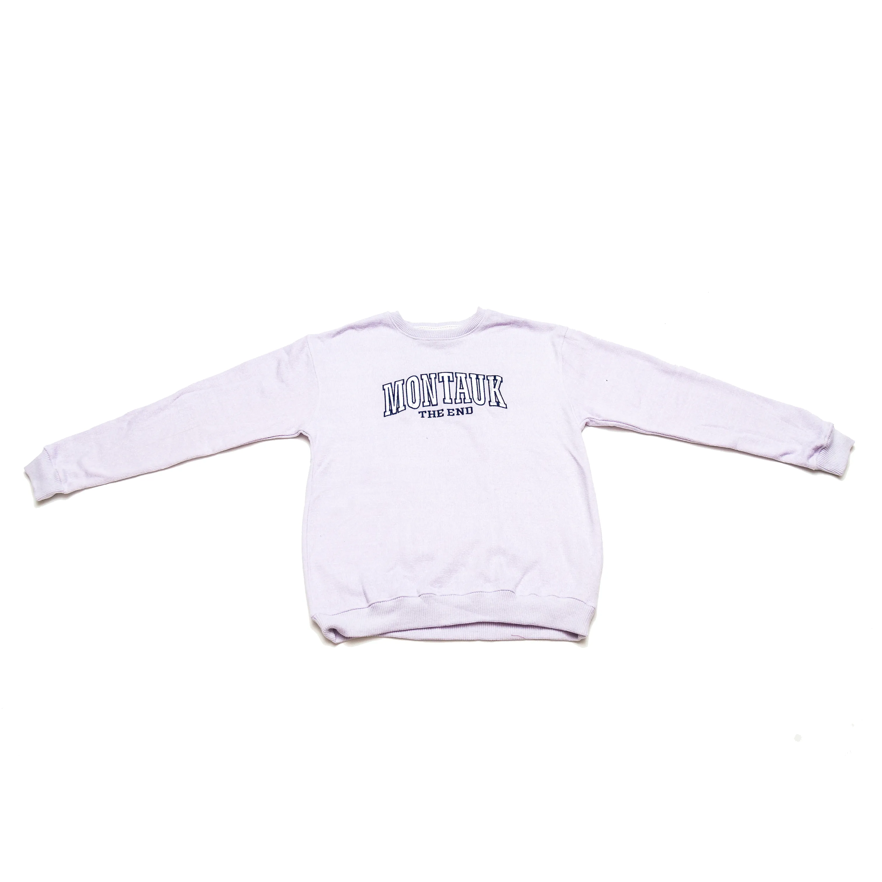 Adult Montauk The End Embroidered Nantucket Crewneck in Lavender