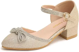 Amoji Girls High Heels Kid Ankle Strap Dress Shoes Wedding Party for Little Kid Big Kid 412