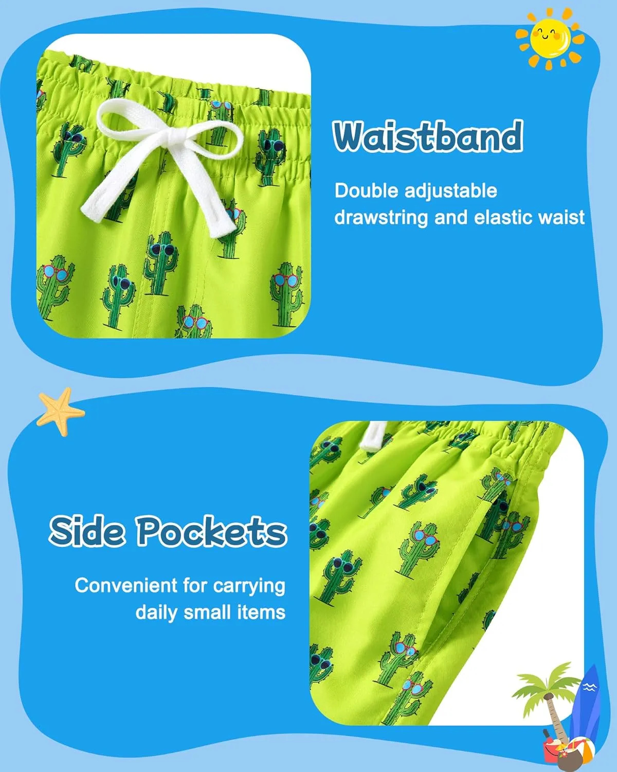 Boys Swim Trunks with Compression Liner Toddler Boys Swim Shorts Boxer Brief Board Shorts Swimming Set 5-18T