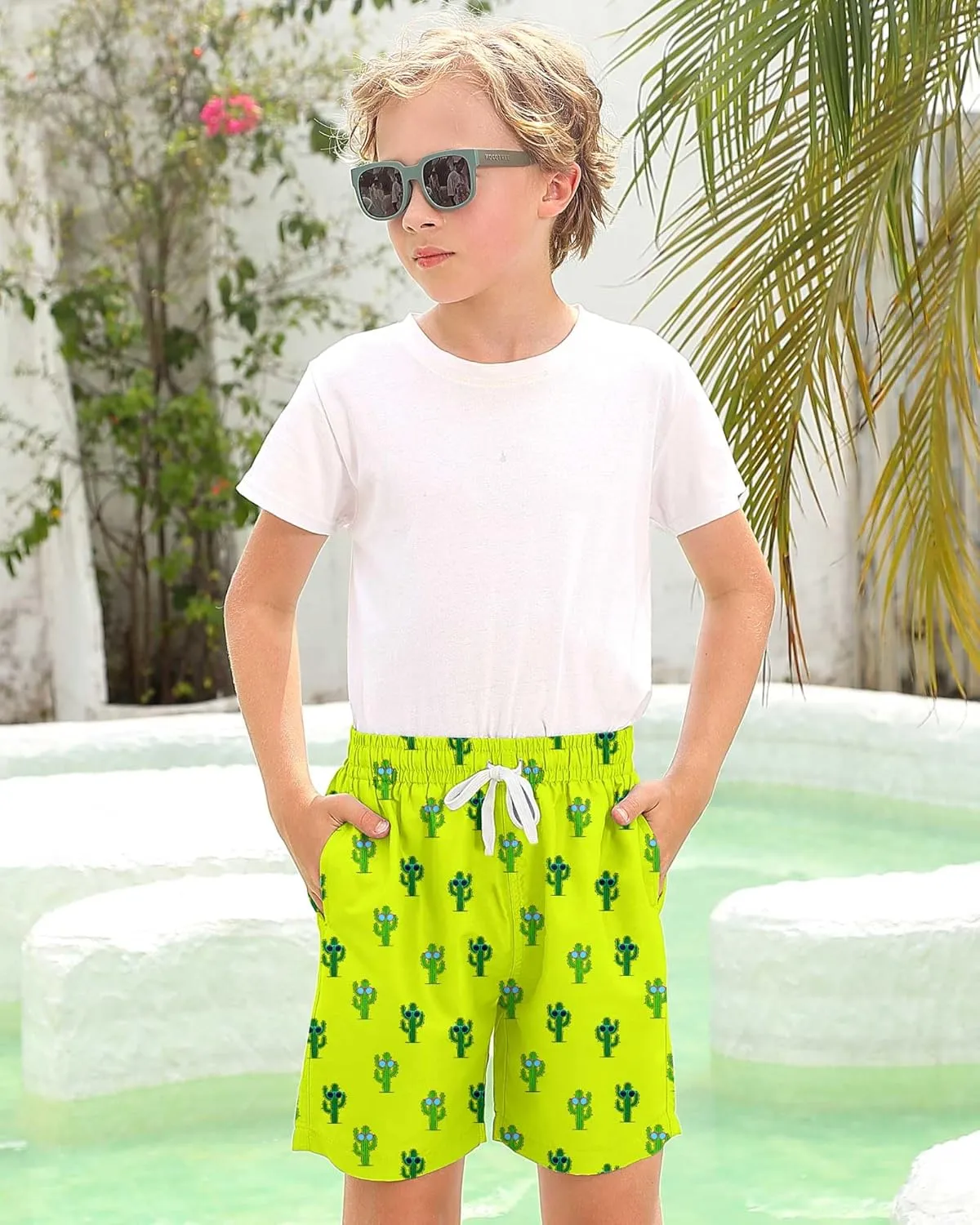 Boys Swim Trunks with Compression Liner Toddler Boys Swim Shorts Boxer Brief Board Shorts Swimming Set 5-18T