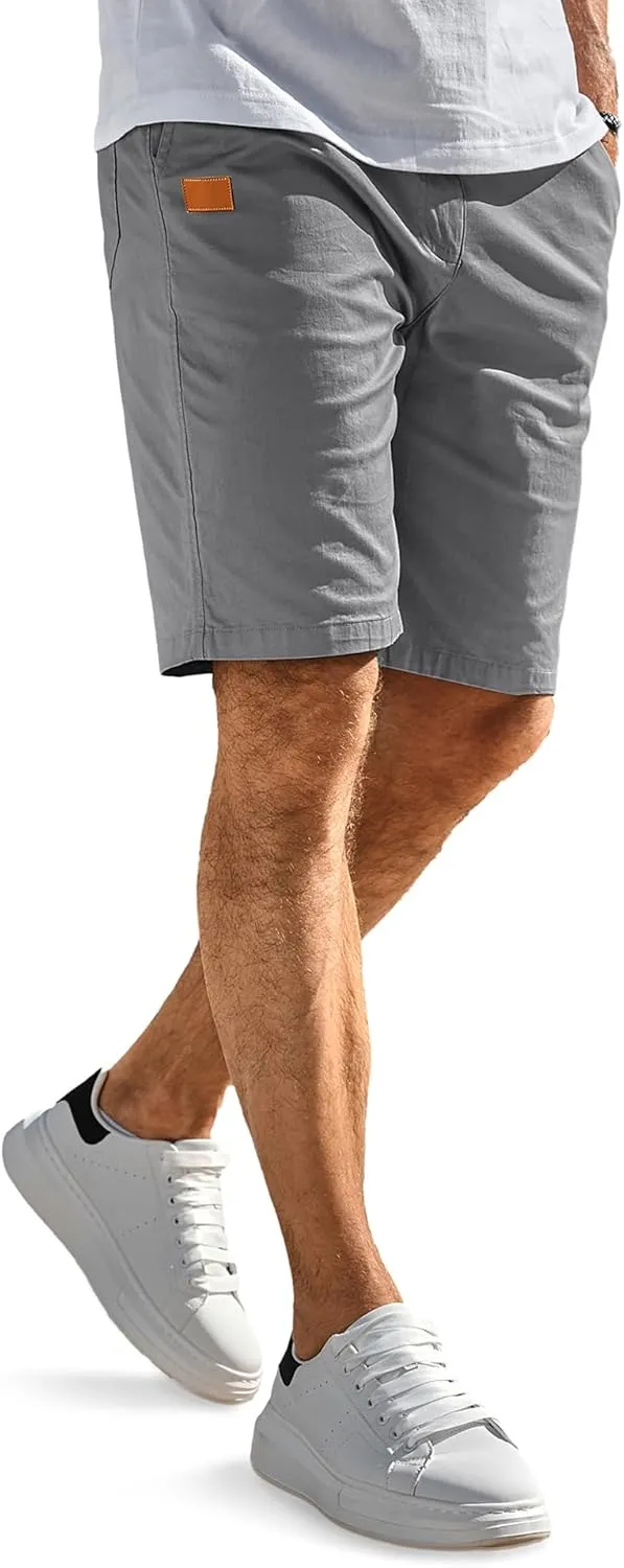 Comdecevis Mens Casual Shorts Stretch Waist Drawstring Summer Beach Twill Chino Golf Shorts