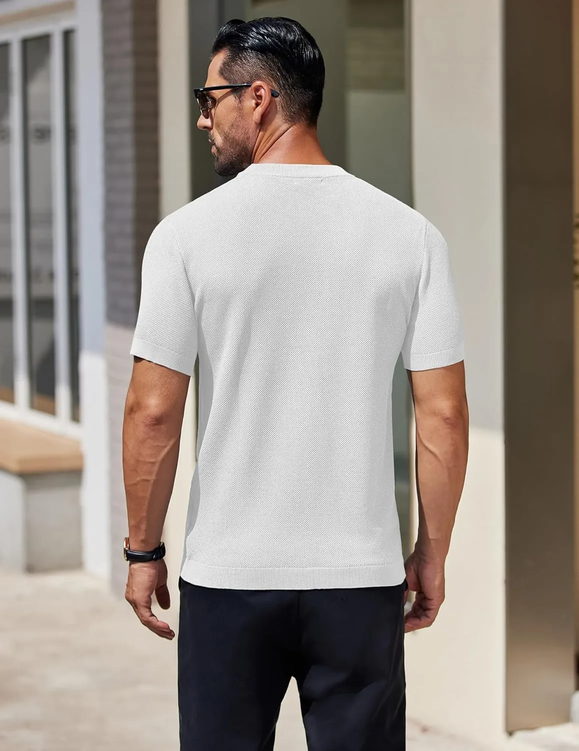COOFANDY Men's Knit T-Shirts Short Sleeve Crewneck Shirt Casual Textured Pullover Tees