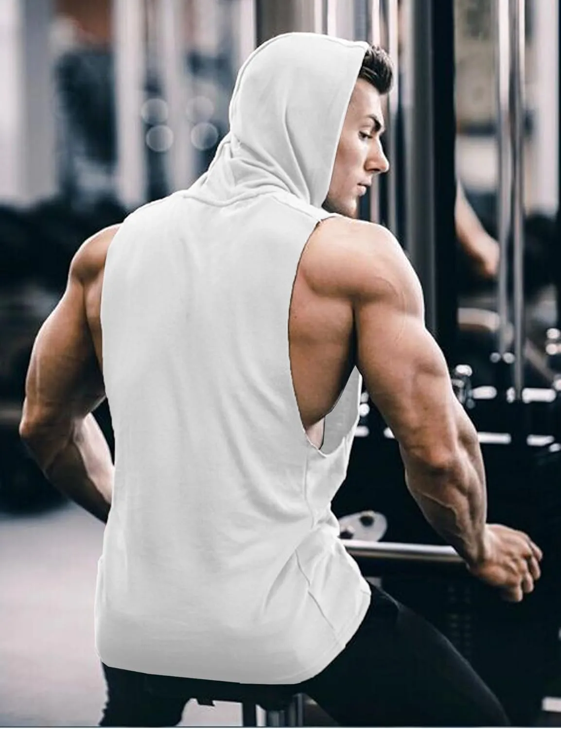 COOFANDY Men's Workout Hooded Tank Tops Bodybuilding Muscle Cut Off T Shirt Sleeveless Gym Hoodies