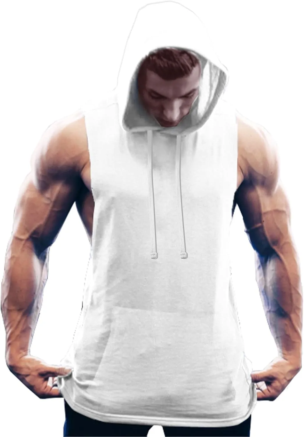 COOFANDY Men's Workout Hooded Tank Tops Bodybuilding Muscle Cut Off T Shirt Sleeveless Gym Hoodies