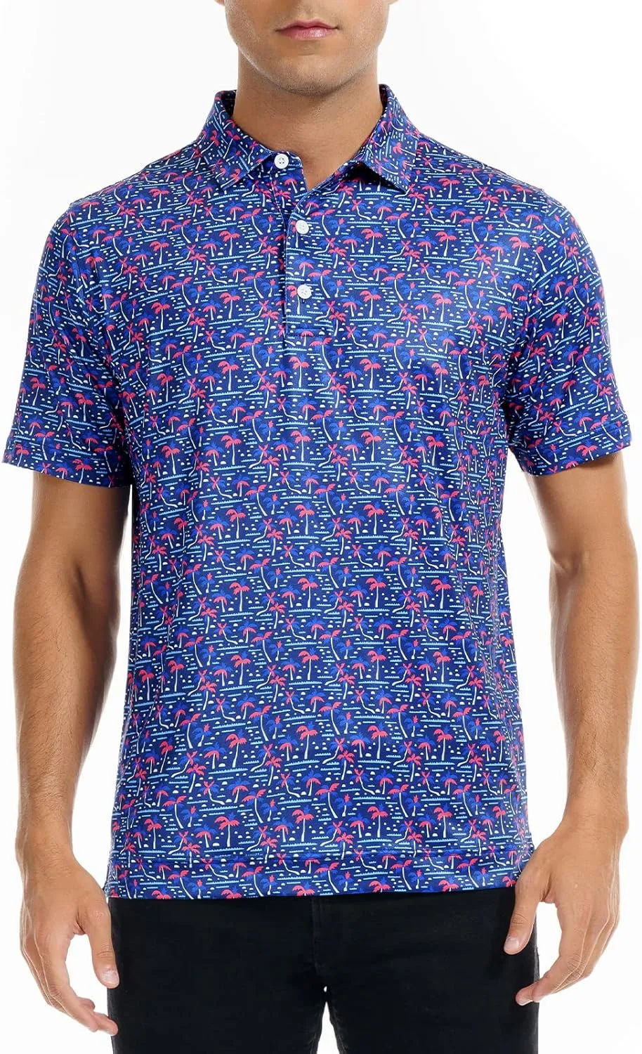 DEOLAX Mens Golf Shirt Fashion Prints Athletic Mens Polo Shirts Short Sleeve Classic Casual Dry Fit Soft Golf Shirts for Men