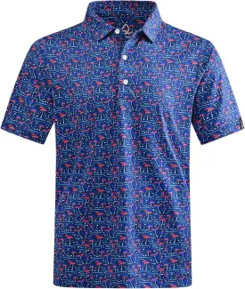 DEOLAX Mens Golf Shirt Fashion Prints Athletic Mens Polo Shirts Short Sleeve Classic Casual Dry Fit Soft Golf Shirts for Men