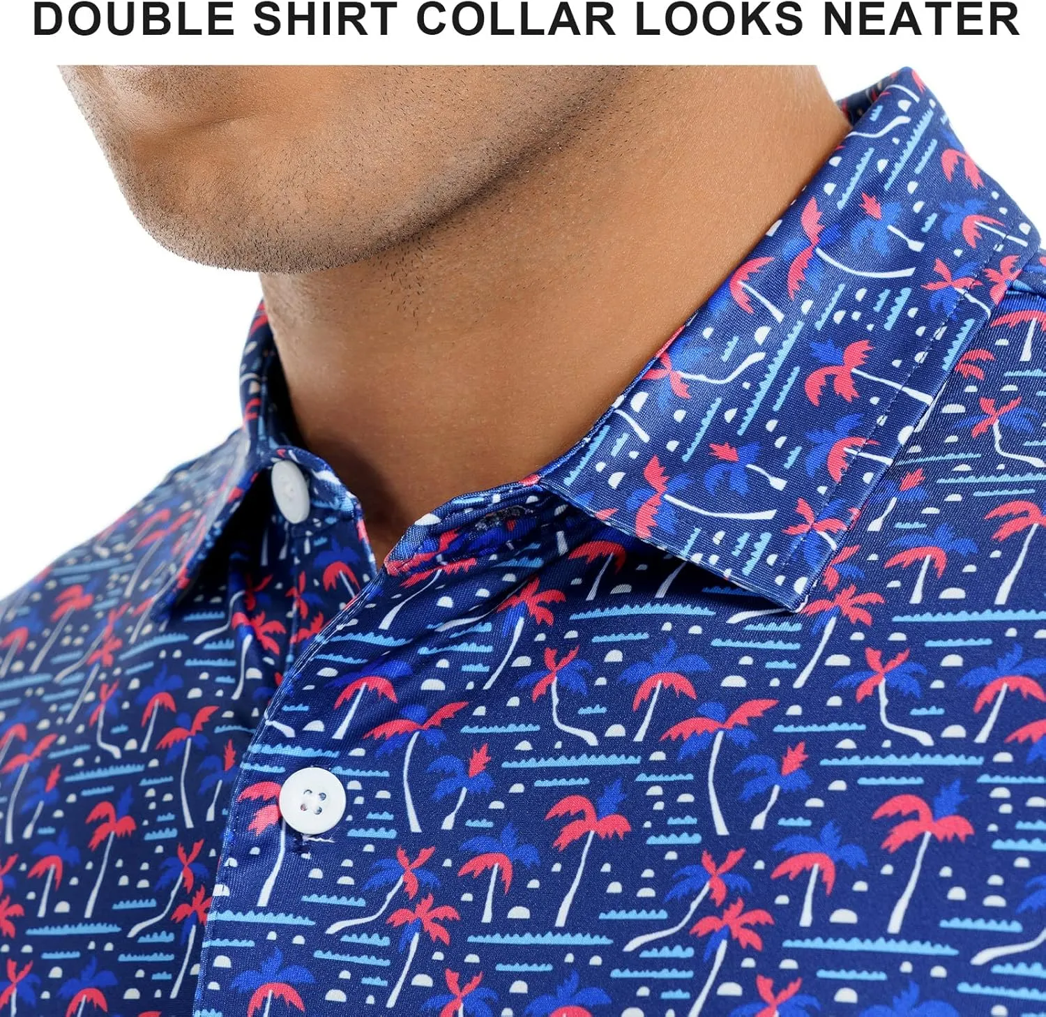 DEOLAX Mens Golf Shirt Fashion Prints Athletic Mens Polo Shirts Short Sleeve Classic Casual Dry Fit Soft Golf Shirts for Men