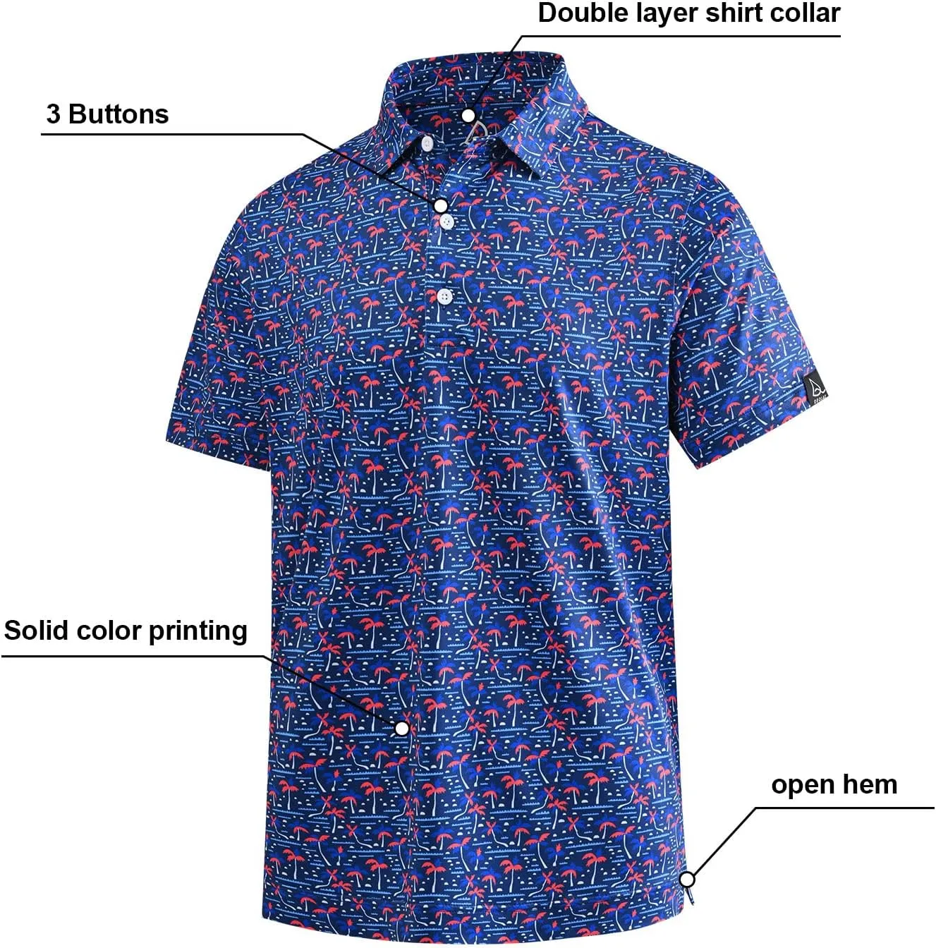 DEOLAX Mens Golf Shirt Fashion Prints Athletic Mens Polo Shirts Short Sleeve Classic Casual Dry Fit Soft Golf Shirts for Men