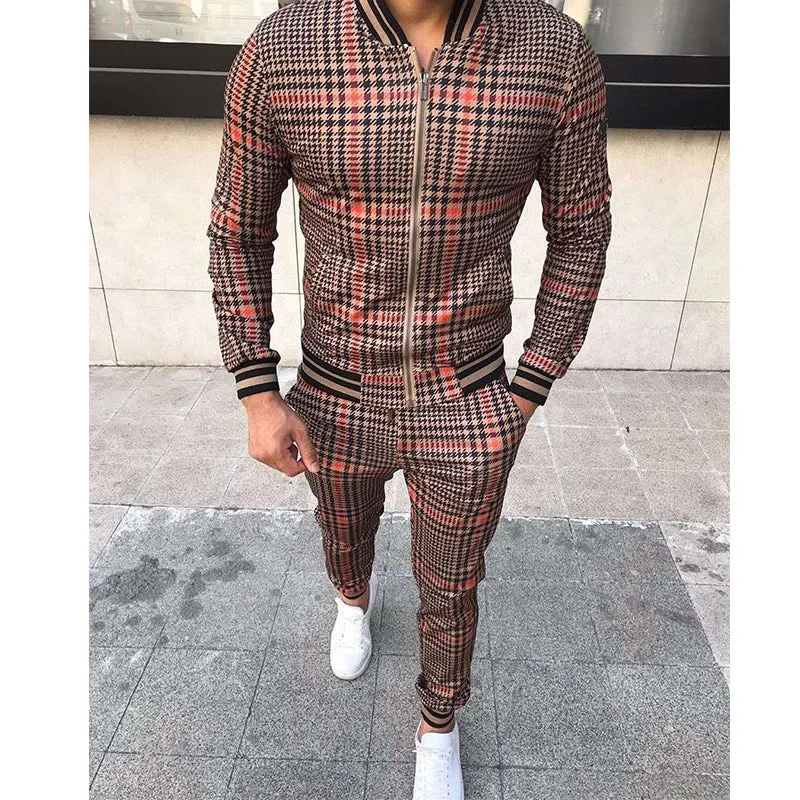 Jinquedai  New Gentlemen Tracksuit Set Jackets Sets Men zipper Suit Men's Fashion Tracksuit Sportsuit Men Sweatshirts Sportswear Coat Pant