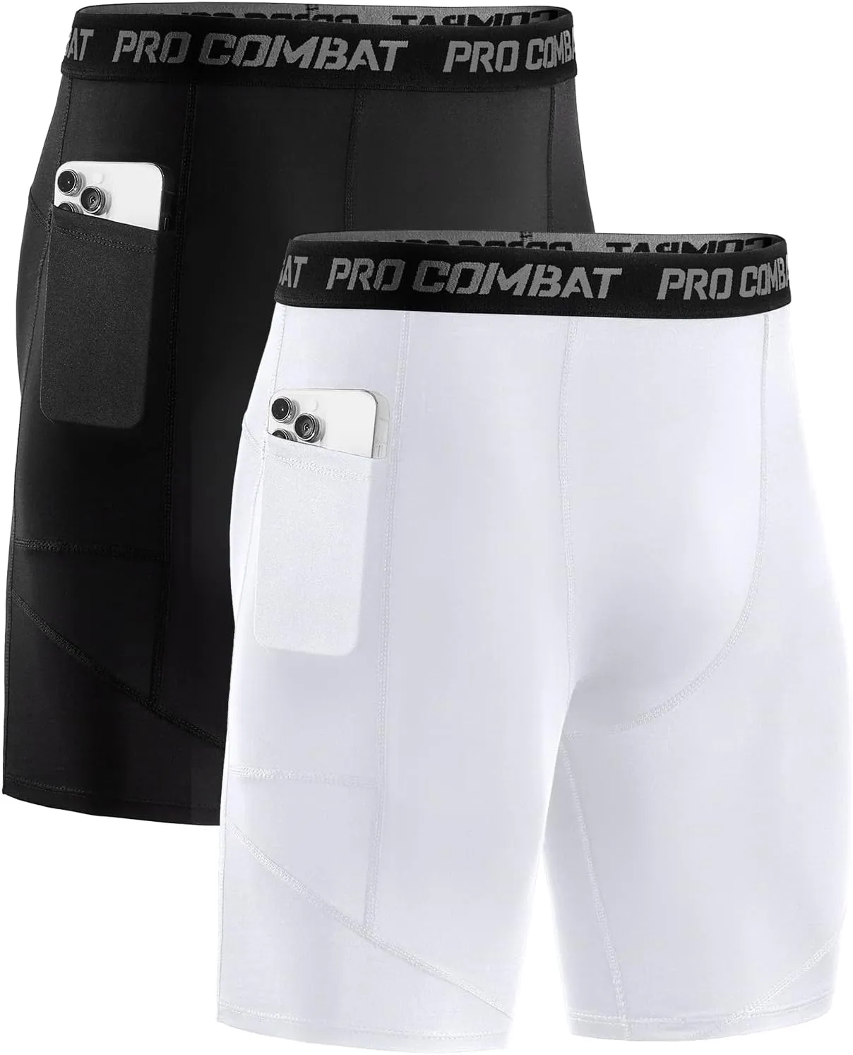 Niksa 1/2 Pack Mens Compression Shorts with Pocket, Performance Spandex Athletic Sports Workout Running Underwear Shorts