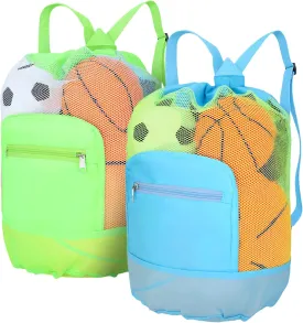 Shindel 2PCS Beach Backpack, Mesh Drawstring Bags for Kids Men Women, Mesh Bag for Pool Beach Gear, Athletic Gym Sports Workout