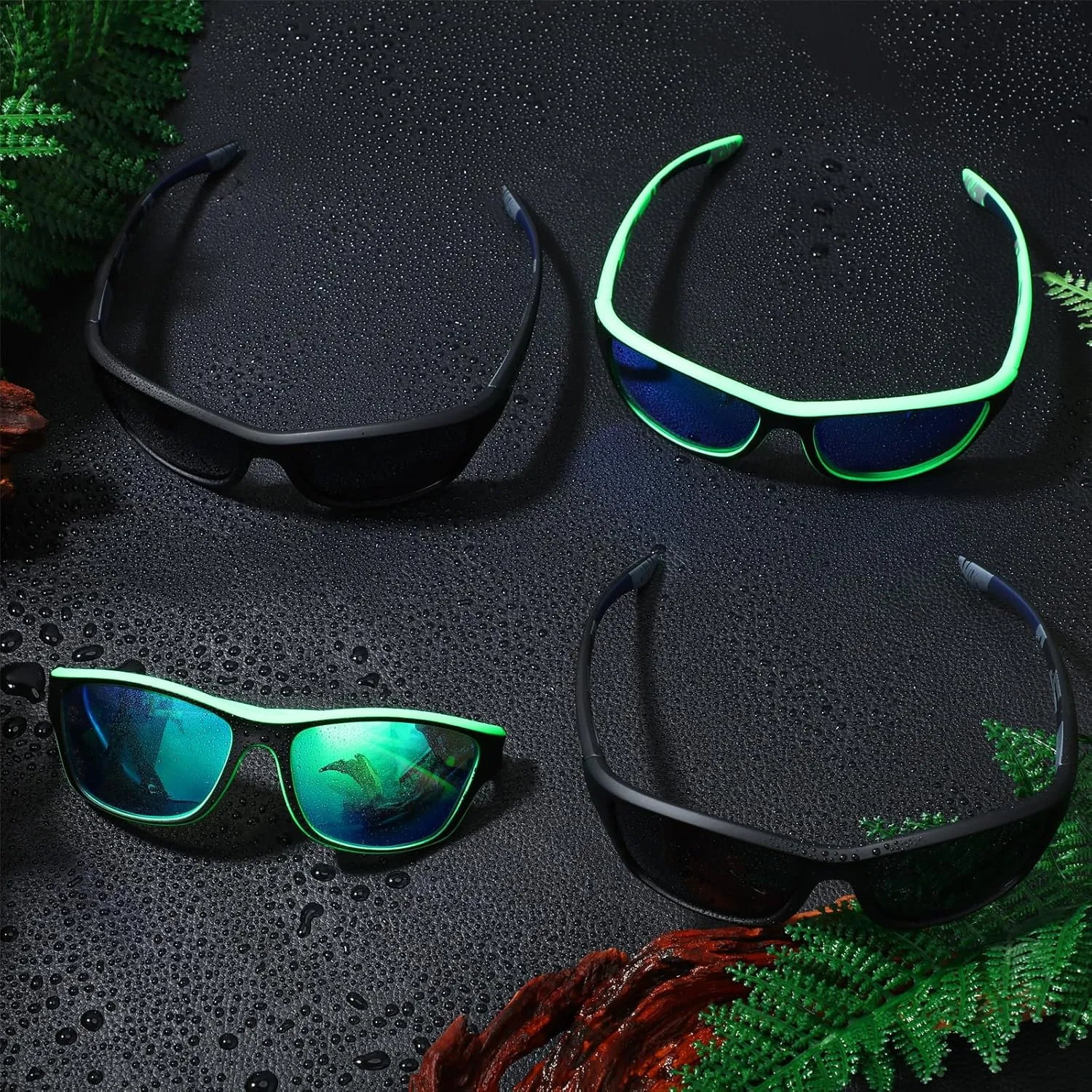 TOODOO 4 Pairs Men Polarized Sunglasses with UV Protection Driving Glasses Sports for Sport Outdoor Activities
