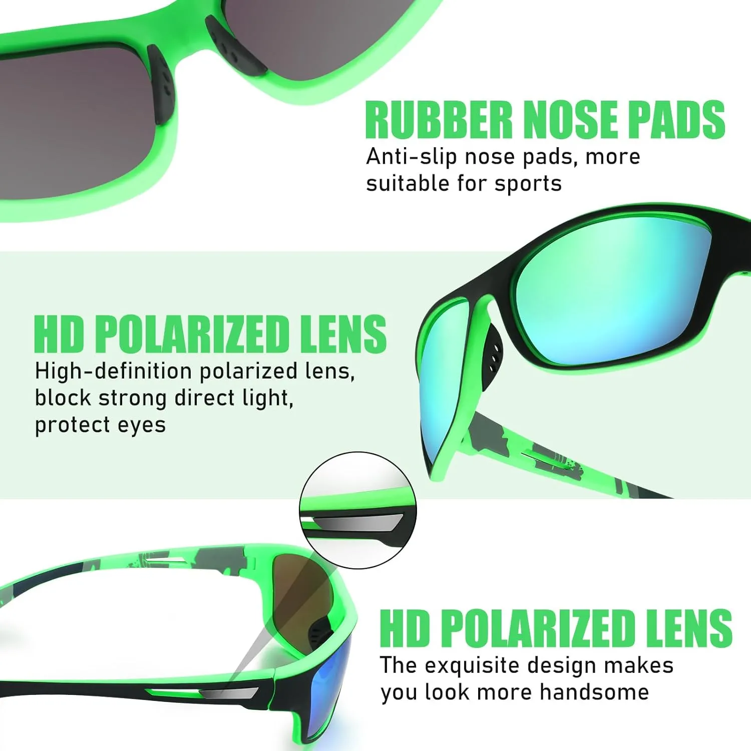 TOODOO 4 Pairs Men Polarized Sunglasses with UV Protection Driving Glasses Sports for Sport Outdoor Activities