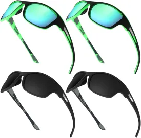 TOODOO 4 Pairs Men Polarized Sunglasses with UV Protection Driving Glasses Sports for Sport Outdoor Activities