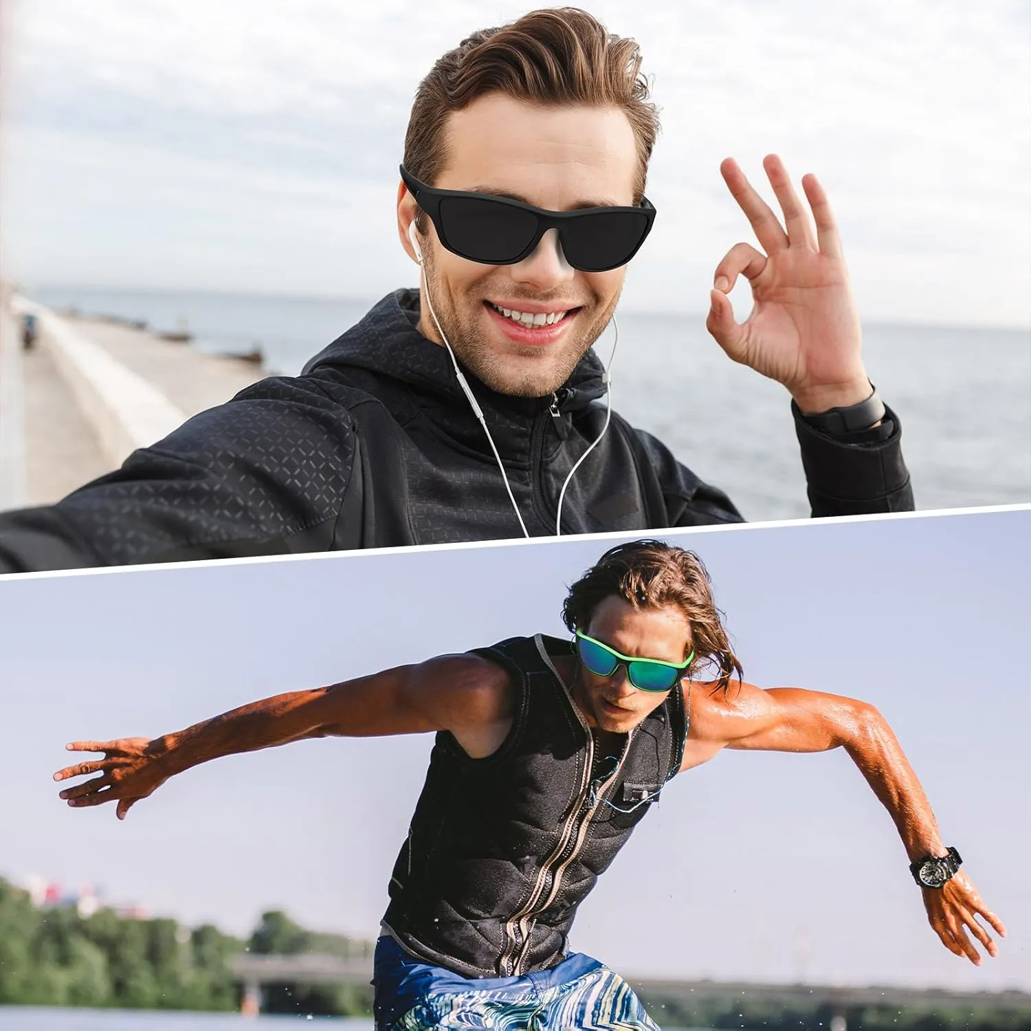 TOODOO 4 Pairs Men Polarized Sunglasses with UV Protection Driving Glasses Sports for Sport Outdoor Activities