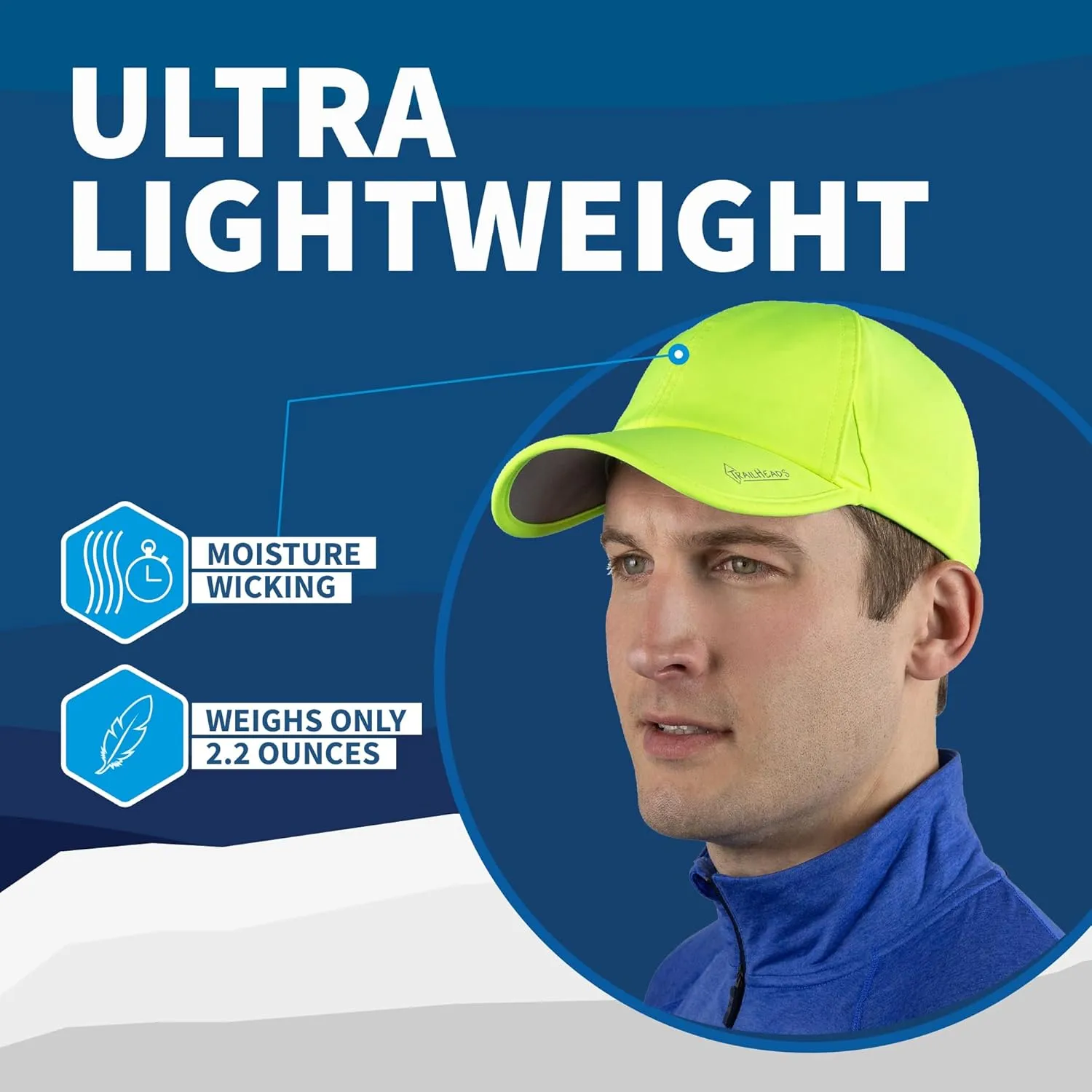 TrailHeads Men??s Running Hat with UV Protection | Quick Dry Sports Hats for Men | UPF 50 Hats | Summer Hats for Men