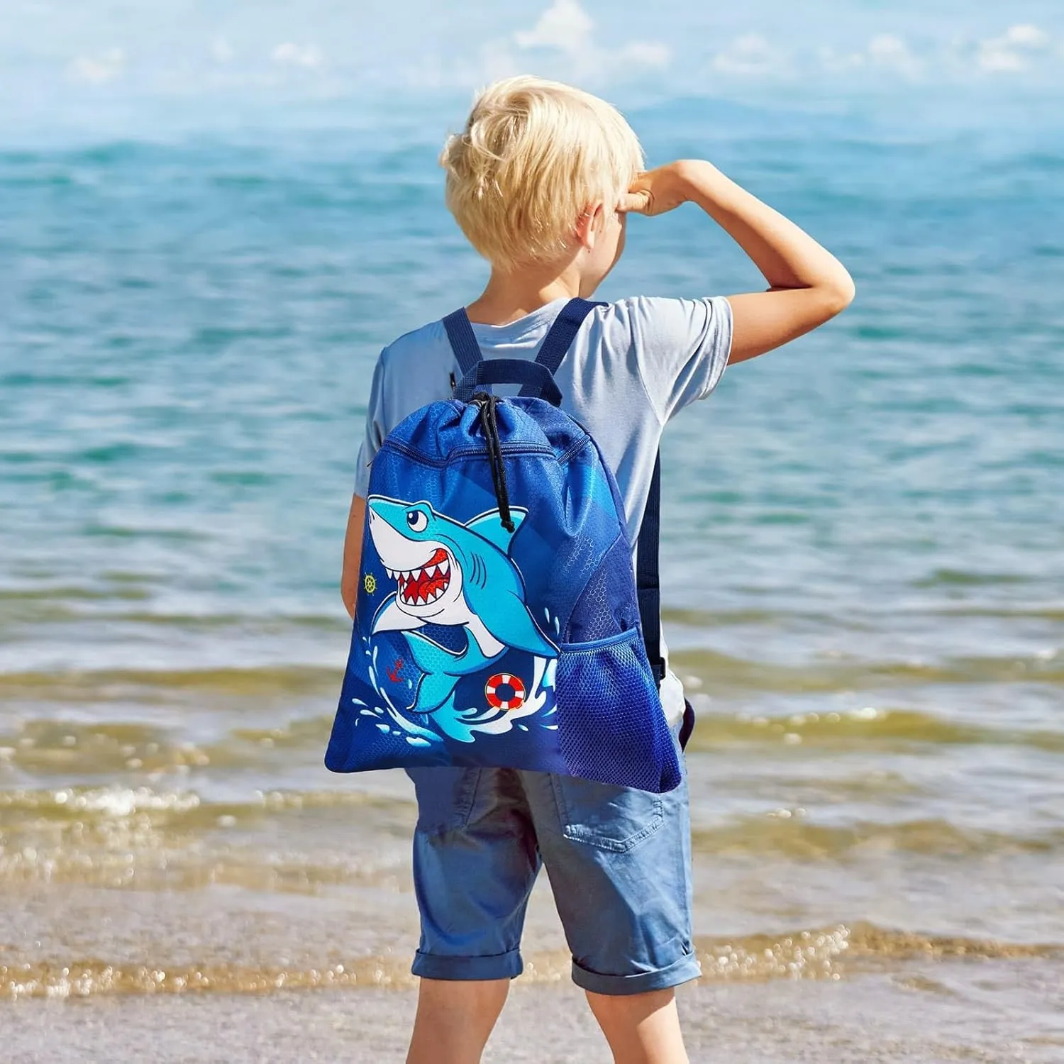 WAWSAM Gym Drawstring Backpack String Bag - 15?? x 17?? Sports Gym Bag for Kids Waterproof Swimming Beach Shopping Yoga Bag