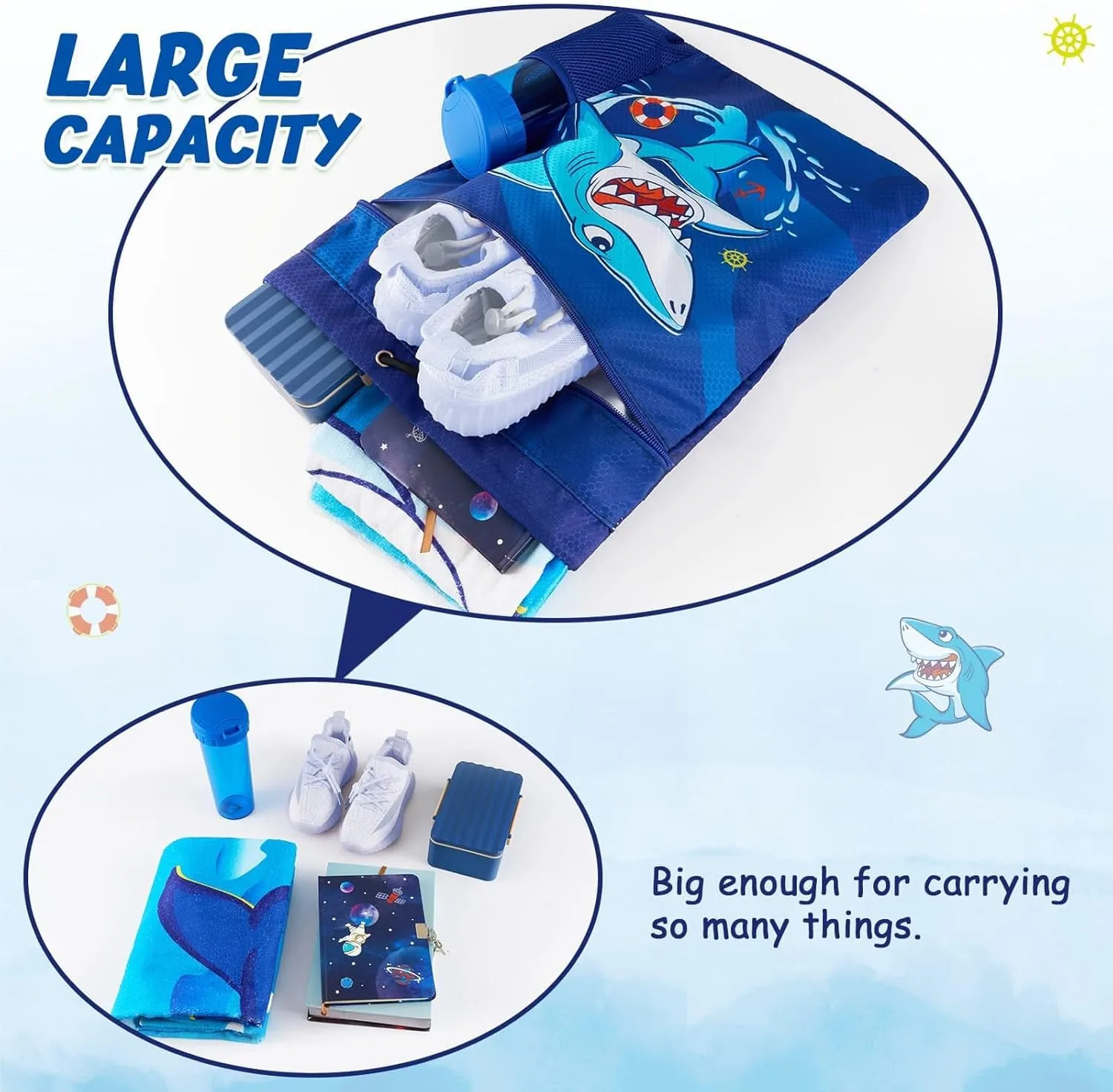 WAWSAM Gym Drawstring Backpack String Bag - 15?? x 17?? Sports Gym Bag for Kids Waterproof Swimming Beach Shopping Yoga Bag