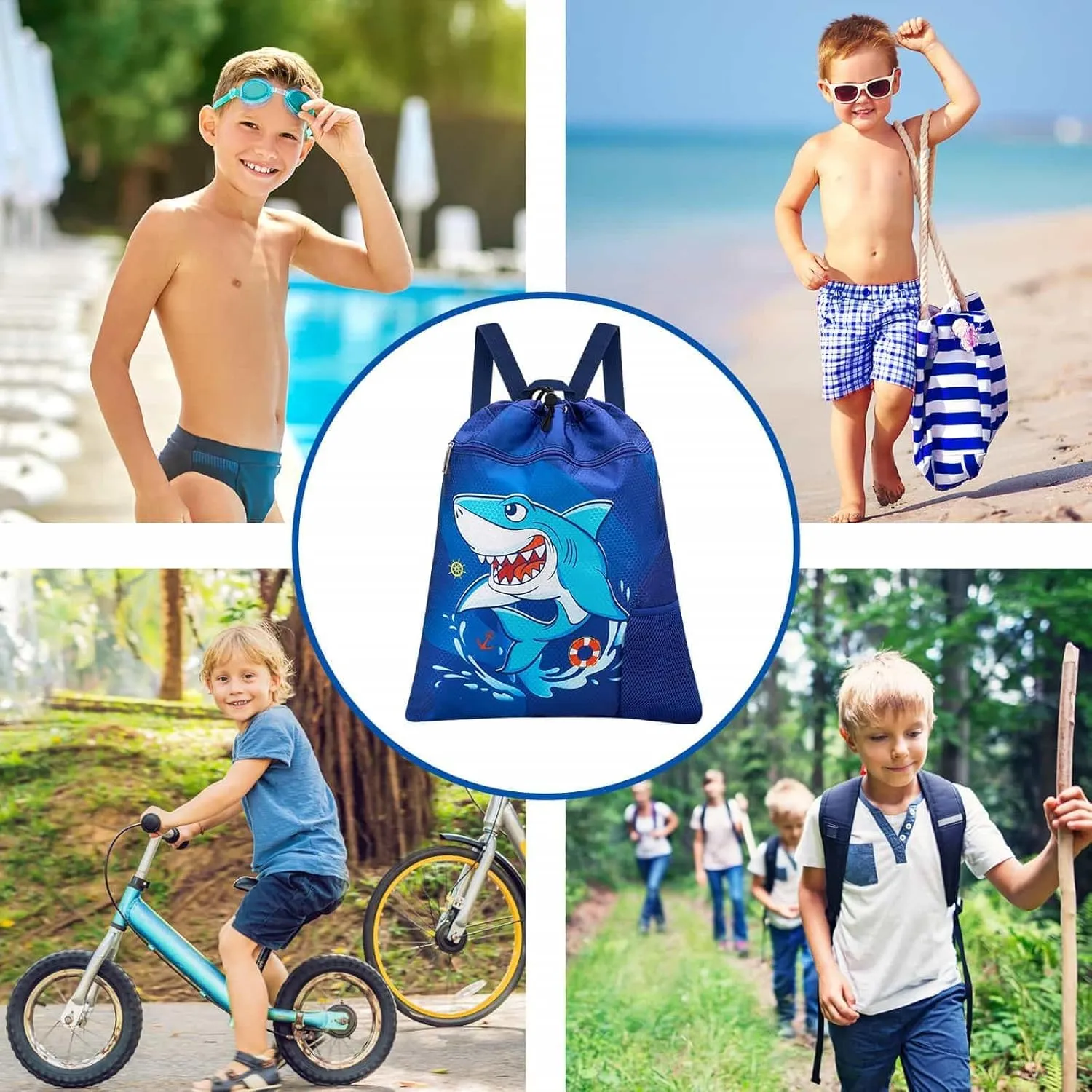 WAWSAM Gym Drawstring Backpack String Bag - 15?? x 17?? Sports Gym Bag for Kids Waterproof Swimming Beach Shopping Yoga Bag