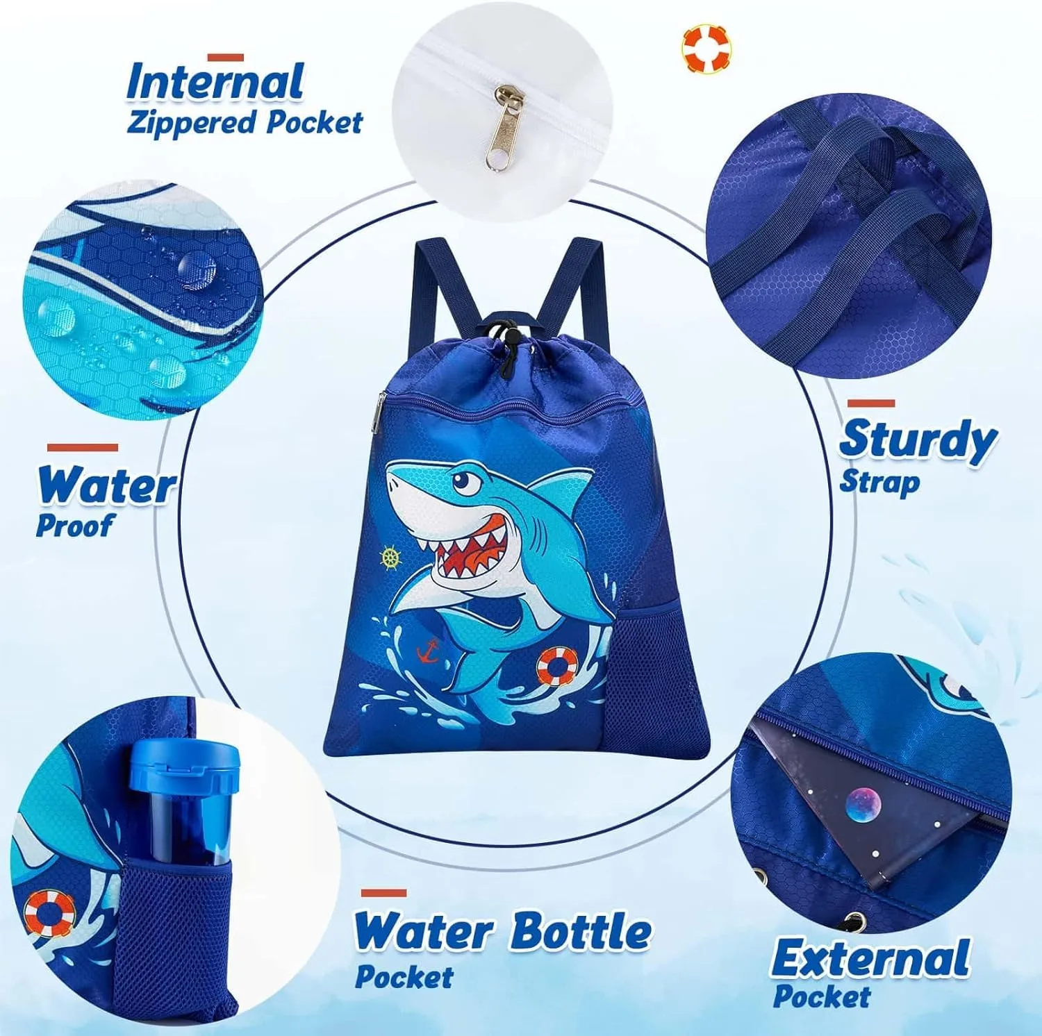 WAWSAM Gym Drawstring Backpack String Bag - 15?? x 17?? Sports Gym Bag for Kids Waterproof Swimming Beach Shopping Yoga Bag