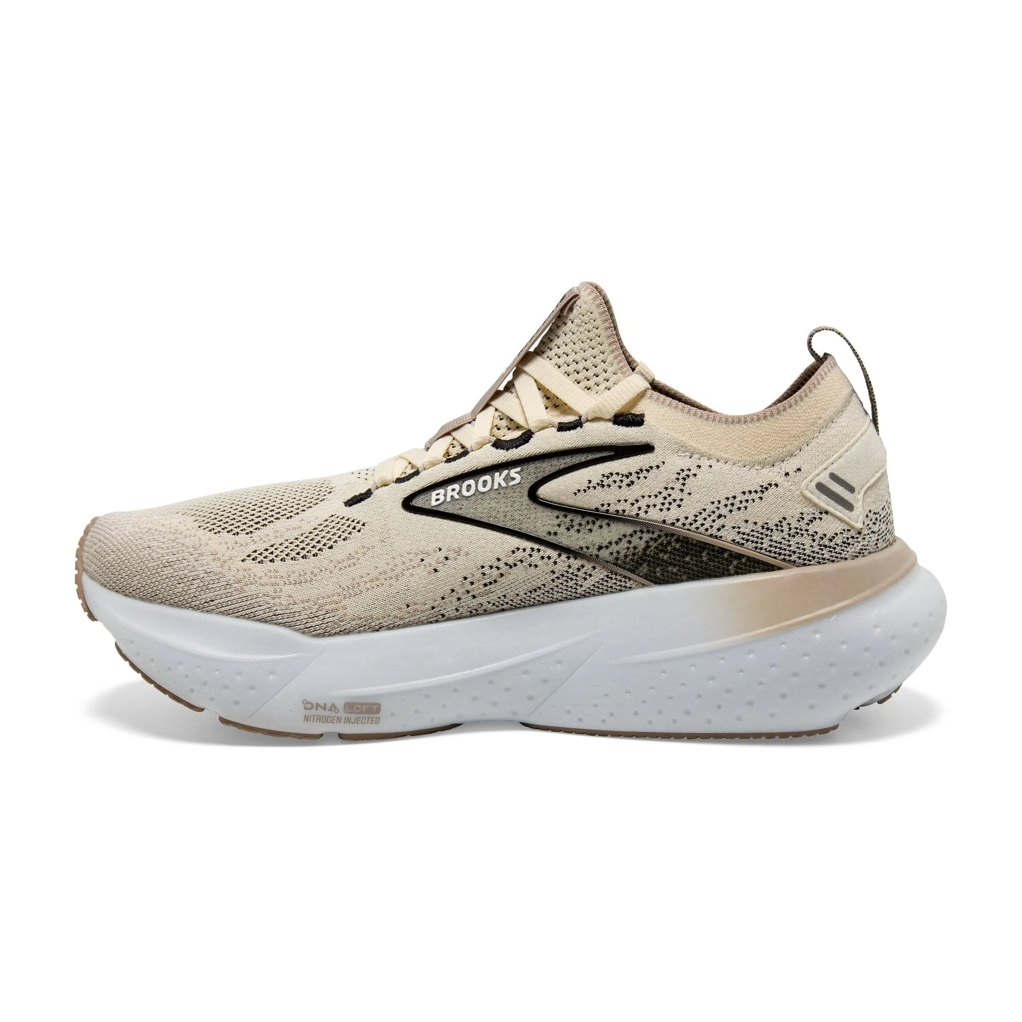 Women's Brooks Running Glycerin StealthFit 21 Road Running Shoe in Coconut/Chateau Grey/Black